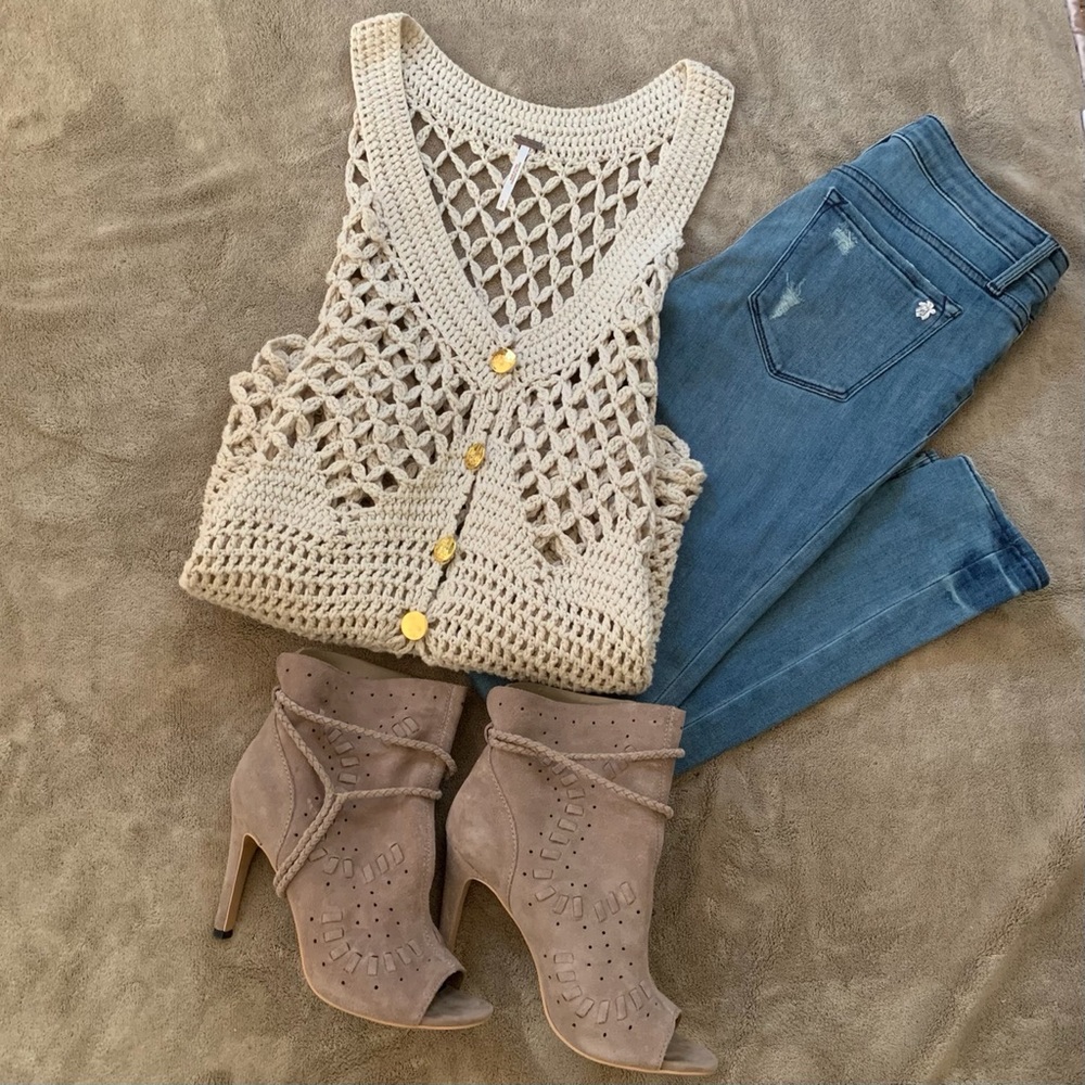 Free People Crochet Sweater Vest